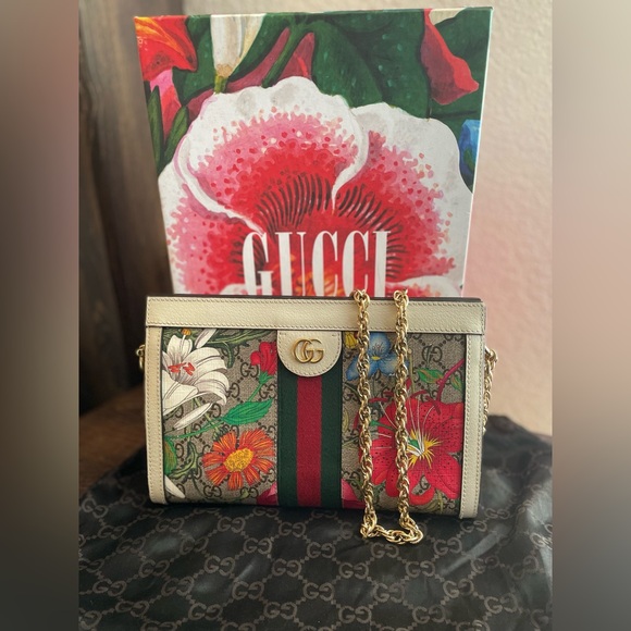 EUC GUCCI GG SUPREME MONOGRAM FLORA OPHIDIA Chain Shoulder Bag - Picture 15 of 16